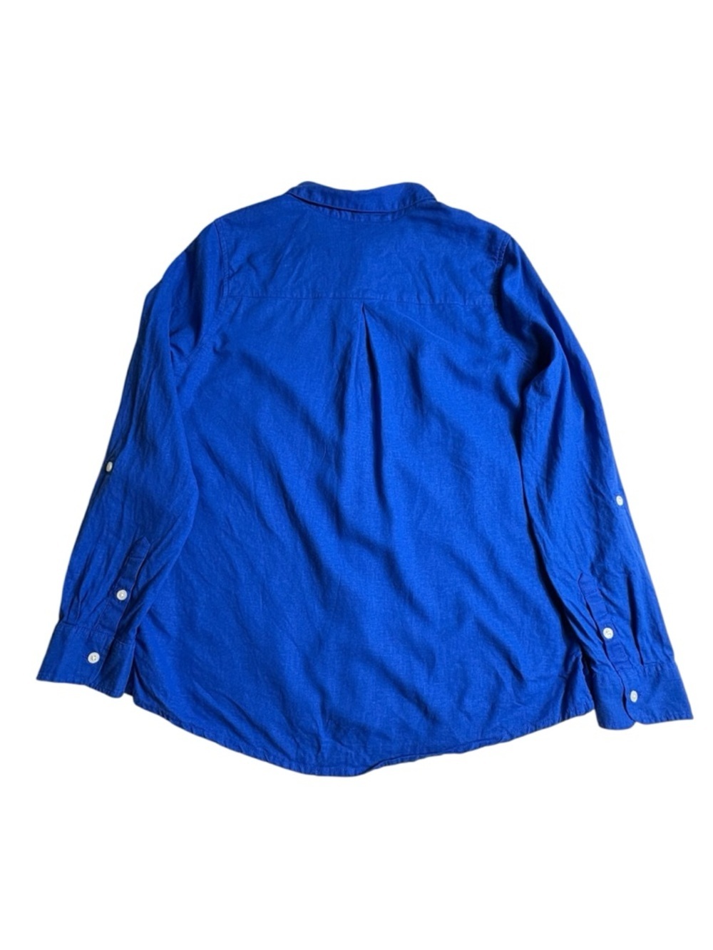 Soft Surroundings Jordan Linen Blend II Roll-Tab Sleeve Shirt Blue • Size M - Picture 2 of 6